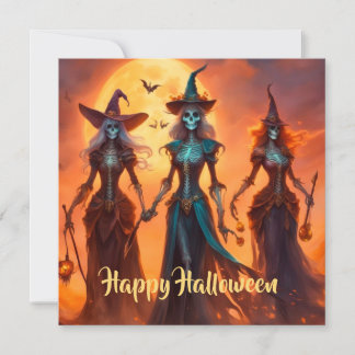 Invitation Spooky witches Halloween