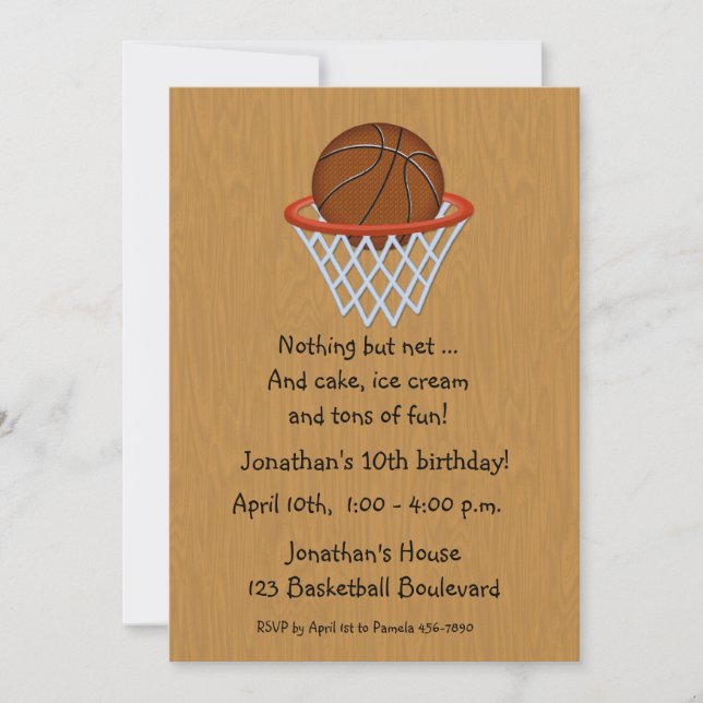Invitation Sport Basket-ball Net Ball Anniversaire (Devant)