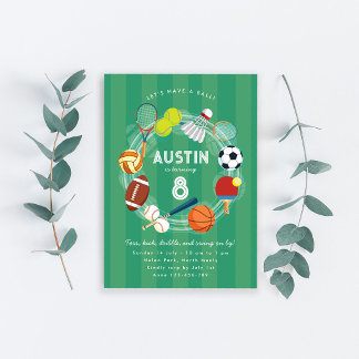 Invitation Sport Boy Ball Tout Stars Sports Anniversaire