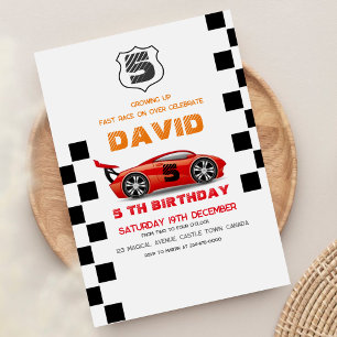 Invitation Sport   Car 5th Boy Birthday Party