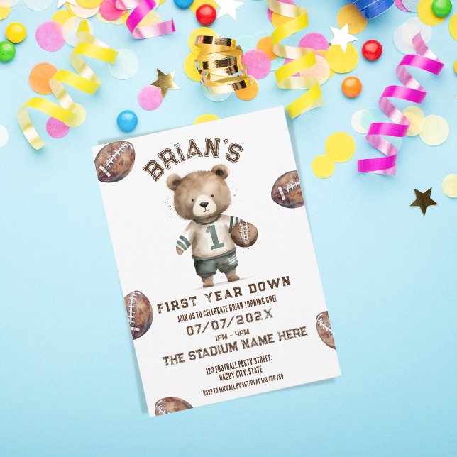 Invitation sport football première année bas garçon 1er anniv (Créateur téléchargé)