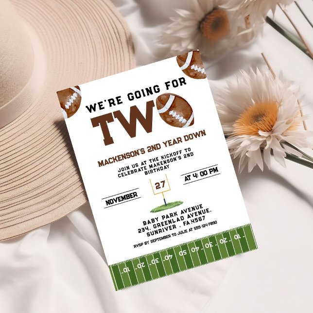 Invitation Sport Football  Second Birthday 2nd year Down (Créateur téléchargé)