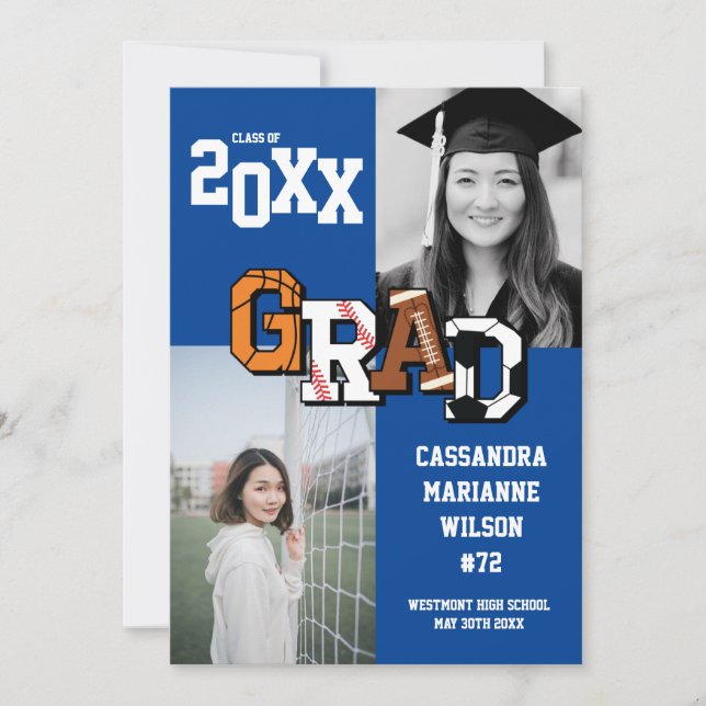 Invitation Sport Graduation Football Football Football (Devant)