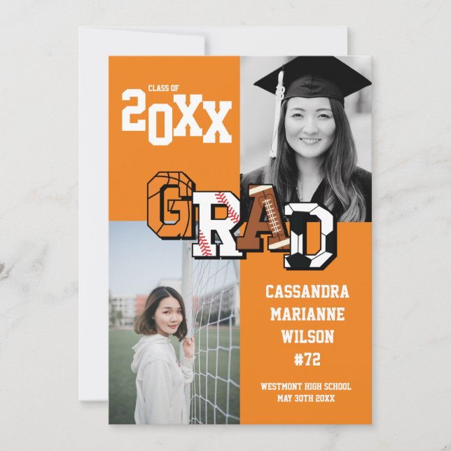 Invitation Sport Graduation Football Football Football Footba (Devant)