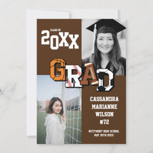 Invitation Sport Graduation Soccer Basketball Football Footba