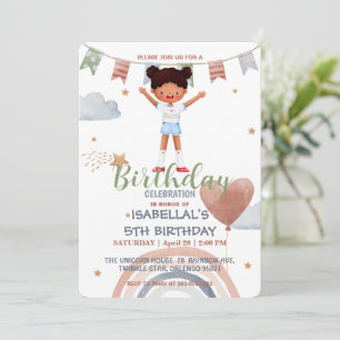 Invitation Sport mignon afro ballons fête d'anniversaire fill