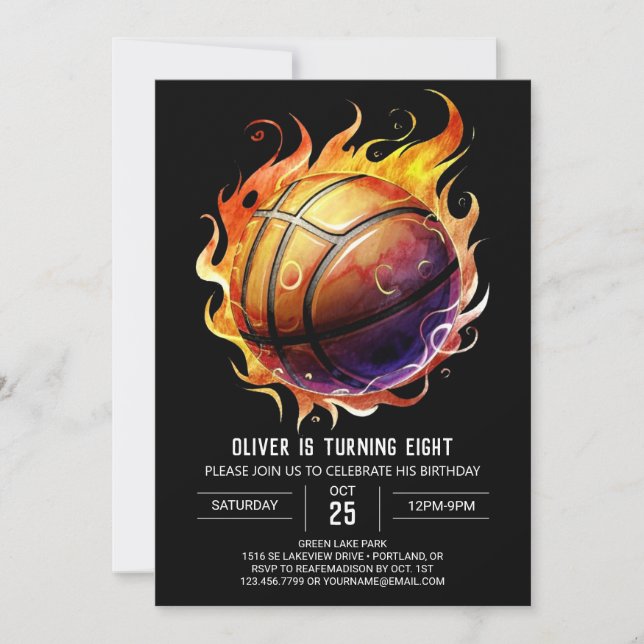 Invitation Sport Net Orange Basketball Anniversaire (Devant)