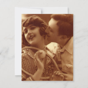 Invitation Sport vintage Tennis, Mariage Enregistrer la date