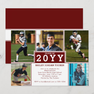 Invitation sportive 5-Photo Bourgogne Red Graduati