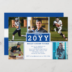 Invitation sportive 5 photo Deep Blue Graduation