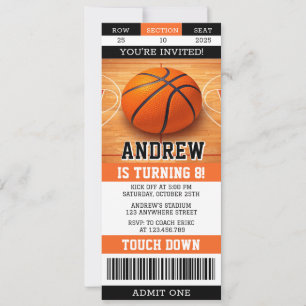 Invitation sportive de billet de basket-ball perso