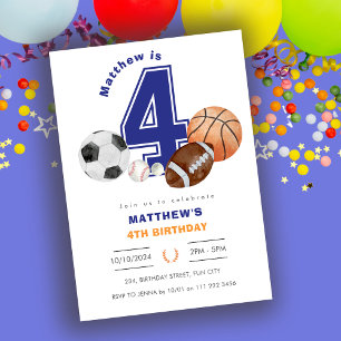 Invitation Sports 4Boy Athlete Anniversaire