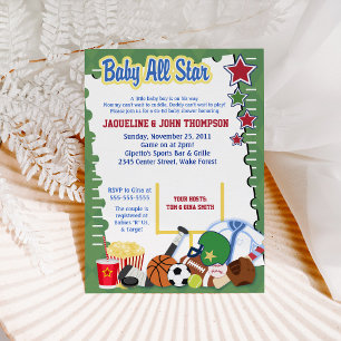 Invitation SPORTS AMATEURS DE FOOTBALL STAR Baby shower Invit