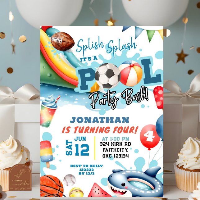 Invitation Sports Ball Pool fête d'anniversaire (Créateur téléchargé)