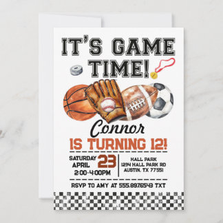 Invitation Sports Birthday All Sports