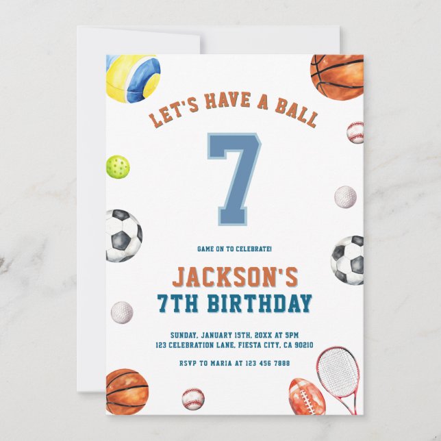 Invitation Sports Birthday Let’s Have a Ball  (Devant)