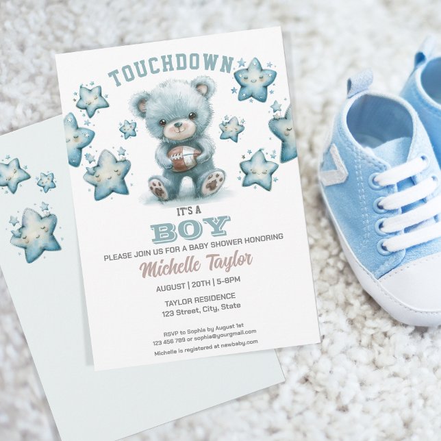 Invitation Sports Boy Football C'est un garçon Baby shower Ou (Créateur téléchargé)