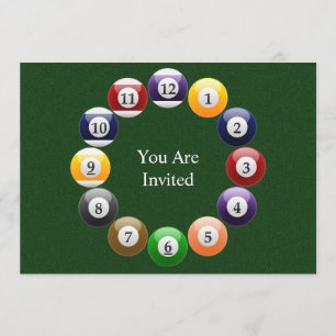 Invitation Sports colorés brillants de billard de piscine de
