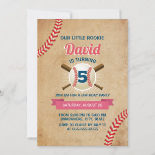 Invitation Sports de baseball vintage Thème fête d'anniversai