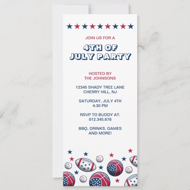 Invitation Sports du 4 juillet (Devant)