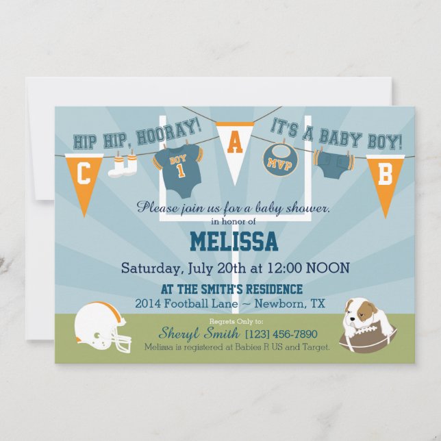 Invitation Sports du football - baby shower orienté (Devant)