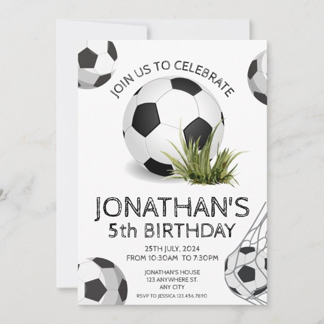 Invitation Sports Enfants Football fête d'anniversaire (Devant)