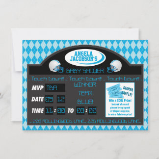 Invitation Sports Football Scoreboard Baby Boy Shower Blue