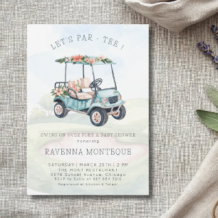 Invitation Sports Golf Floral Chariot Laisse Baby Shower Par-