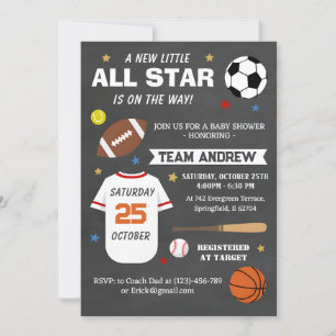 Invitation Sports personnels All Star Baby shower