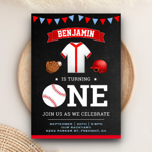 Invitation Sports Thème Baseball Joueur 1er Anniversaire