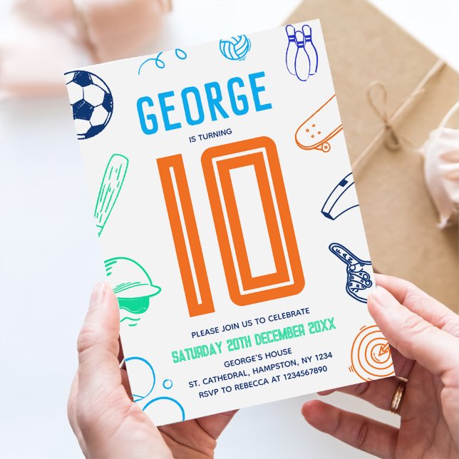 Invitation Sports Theme Boys Modern Birthday Party (Créateur téléchargé)