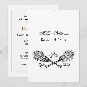Invitation Sports Vintage Raquettes de Tennis Croisées Balles