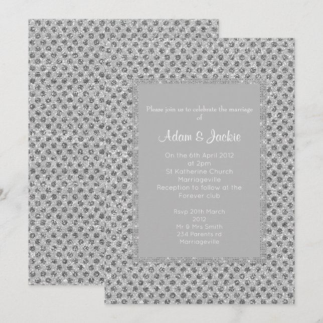 Invitation SPOT gris argenté ÉLÉGANT MARIAGE (Devant / Derrière)