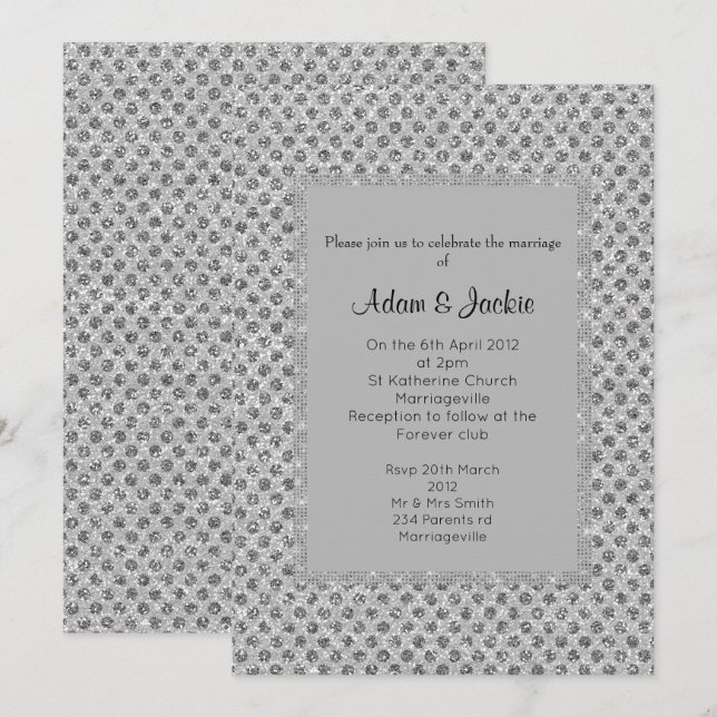 Invitation SPOT gris argenté ÉLÉGANT MARIAGE (Devant / Derrière)