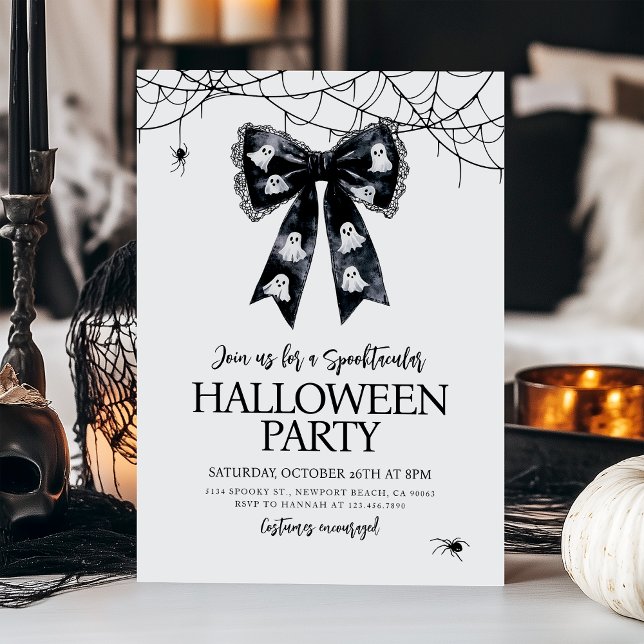 Invitation Spotacular Ghost Bow Coquette Halloween Party (Créateur téléchargé)