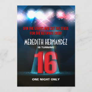 Invitation Spotlight Star Red Sweet 16
