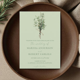 Invitation Sprigs de romarin avec Mariage Twine