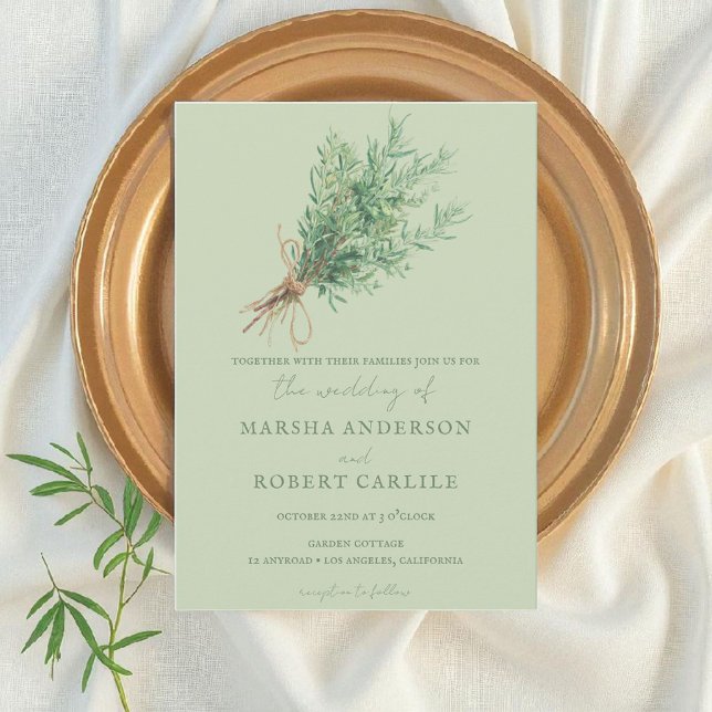 Invitation Sprigs de romarin avec Mariage Twine (Créateur téléchargé)