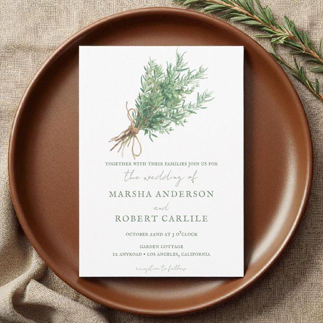 Invitation Sprigs de romarin avec Mariage Twine (Créateur téléchargé)