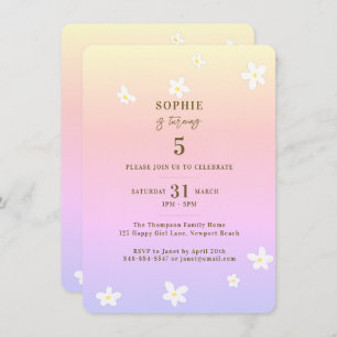 Invitation Spring Arc-en-ciel blanc marguerites Fille fête d'