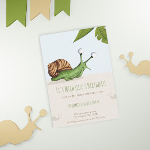 Invitation Spring Back Yard Snail Enfants Nature Anniversaire