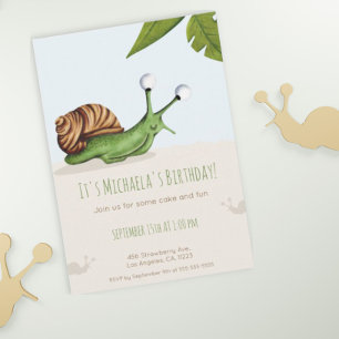 Invitation Spring Back Yard Snail Enfants Nature Anniversaire