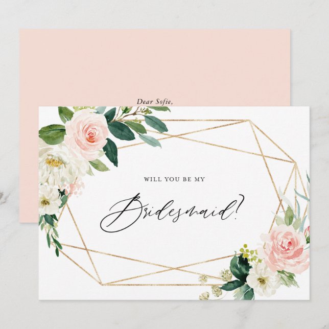 Invitation Spring Blooms Géométrique Serez-Vous Ma Femme D'Ac (Devant / Derrière)