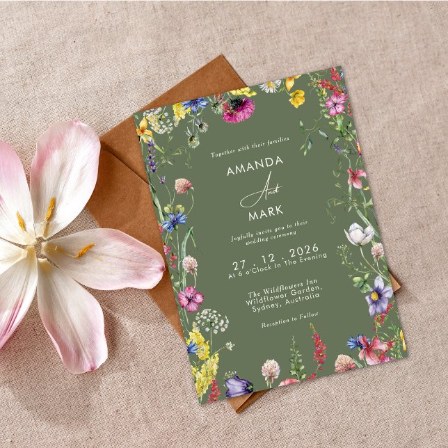 Invitation Spring Boho Chic Colorful Wildflower Wedding  (Créateur téléchargé)
