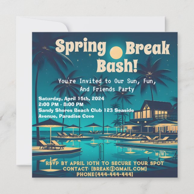 Invitation Spring Break Party (Devant)