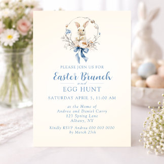 Invitation Spring Bunny Vintage Easter Brunch and Egg Hunt  I