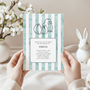 Invitation Spring Chick & Stripes Enfant Vintage Anniversaire