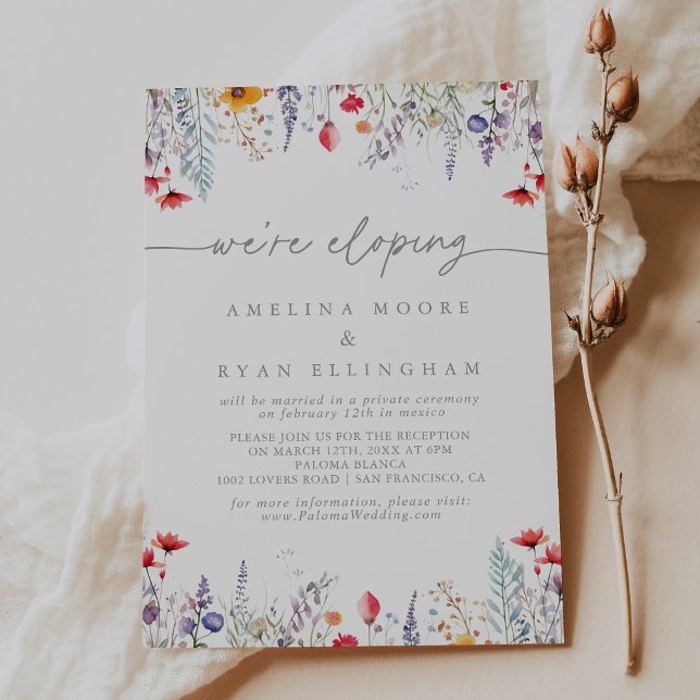 Invitation Spring Colorful Wildflower Elopement Reception (Créateur téléchargé)