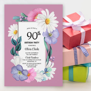 Invitation Spring Floral 90e fête d'anniversaire