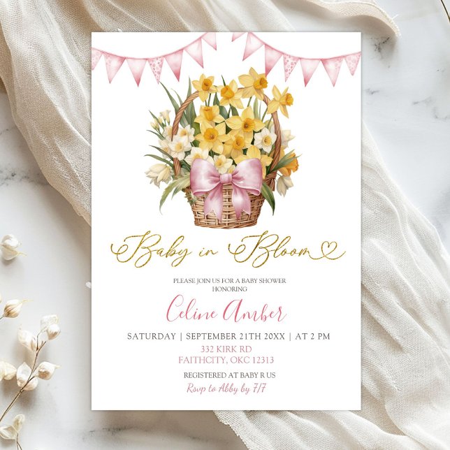 Invitation Spring Floral Pink Coquette Baby Shower (Créateur téléchargé)